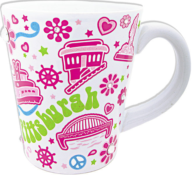 Coffee Mug Glitter White Pittsburgh