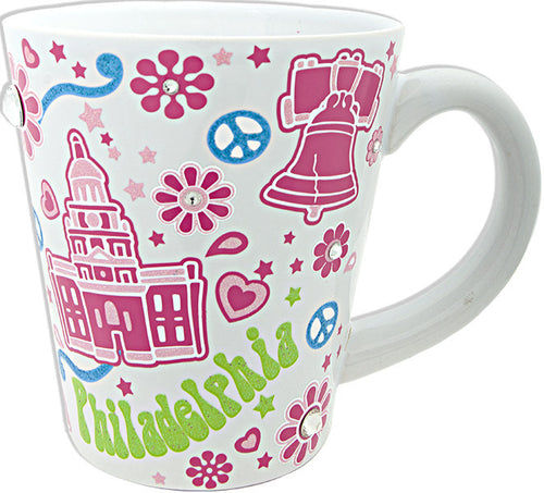 Coffee Mug Glitter White Philadelphia