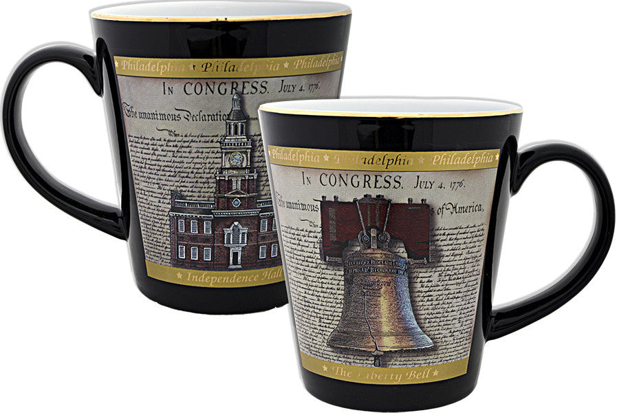 Coffee Mug Black Tapered Philadelphia Parchment