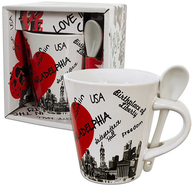 Tapered Mug Boxed with Spoon Philadelphia Love