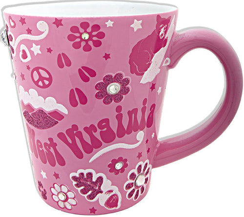 Coffee Mug Glitter Pink West Virginia