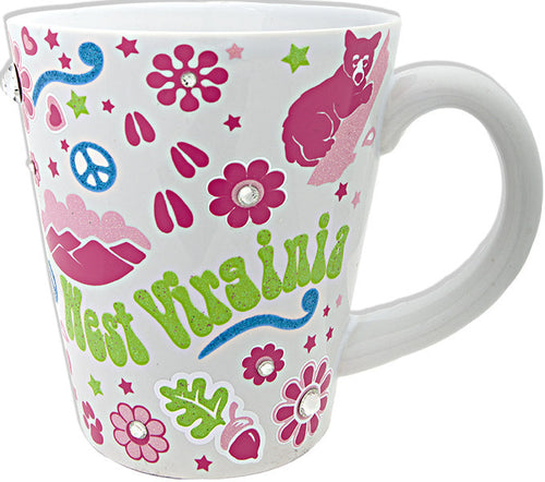 Coffee Mug Glitter White West Virginia