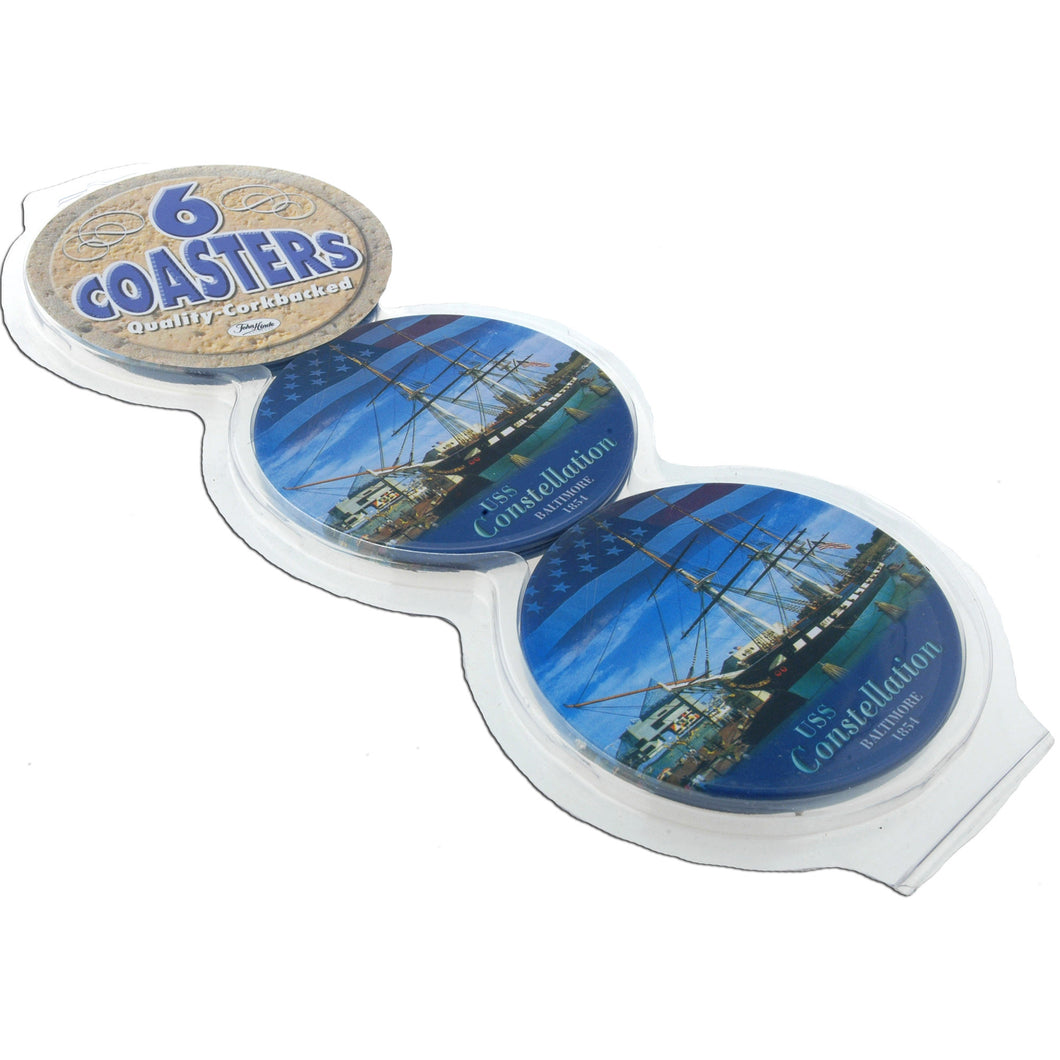 Coaster Set of 6 Baltimore USS Constellation