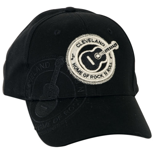 CPCL03 Cap / Cleveland Stamp with Guitar - BLACK with White