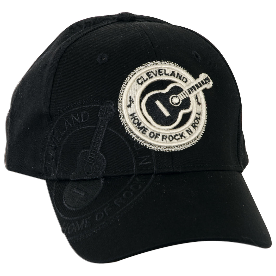 CPCL03 Cap / Cleveland Stamp with Guitar - BLACK with White