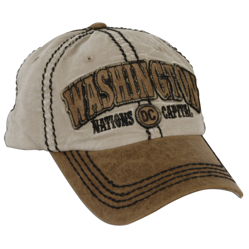 CPDC27 Cap / Washington DC Applique Arch - WHITE / KHAKI