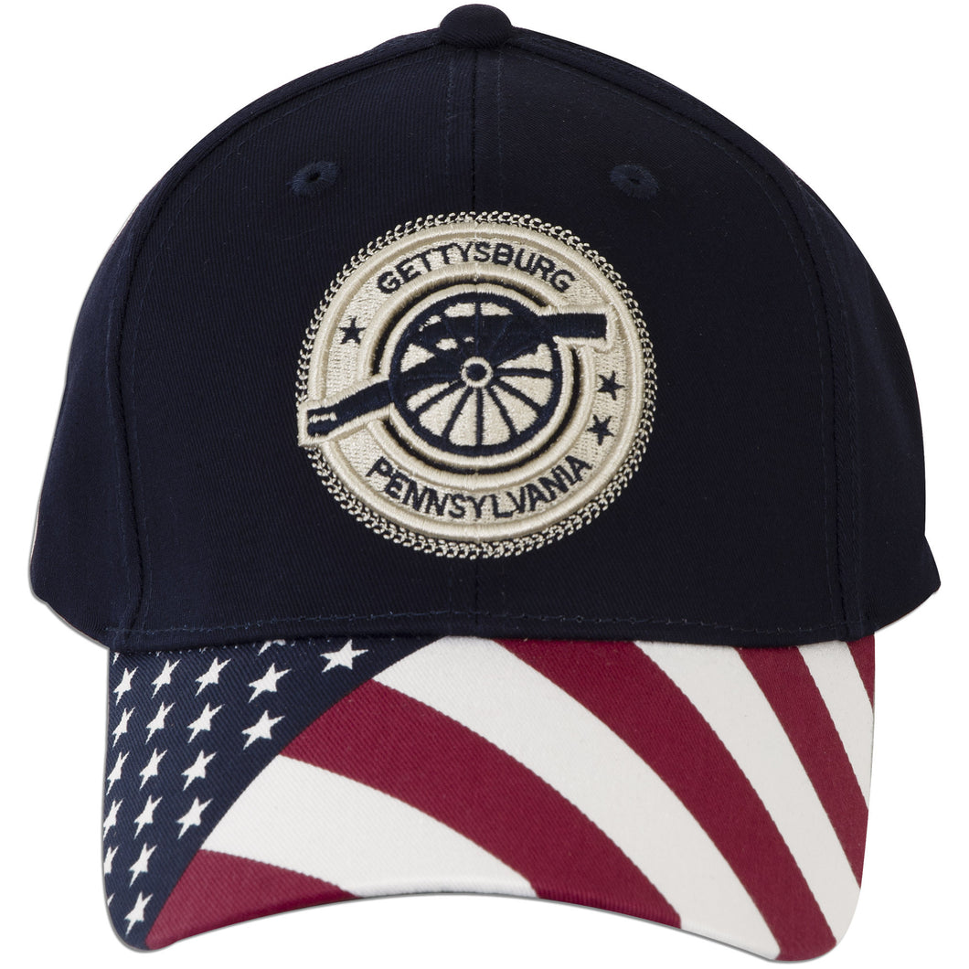 CPGP10 Cap Gettysburg Cannon Stamp with US Flag NAVY