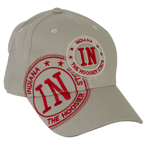 CPIN03 Cap / Indiana IN Stamp - Khaki with Red