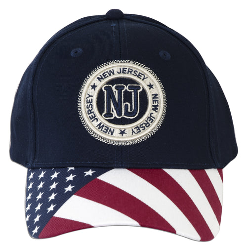 CPNJ02 Robin Ruth Cap - New Jersey Stamp with US Flag NAVY