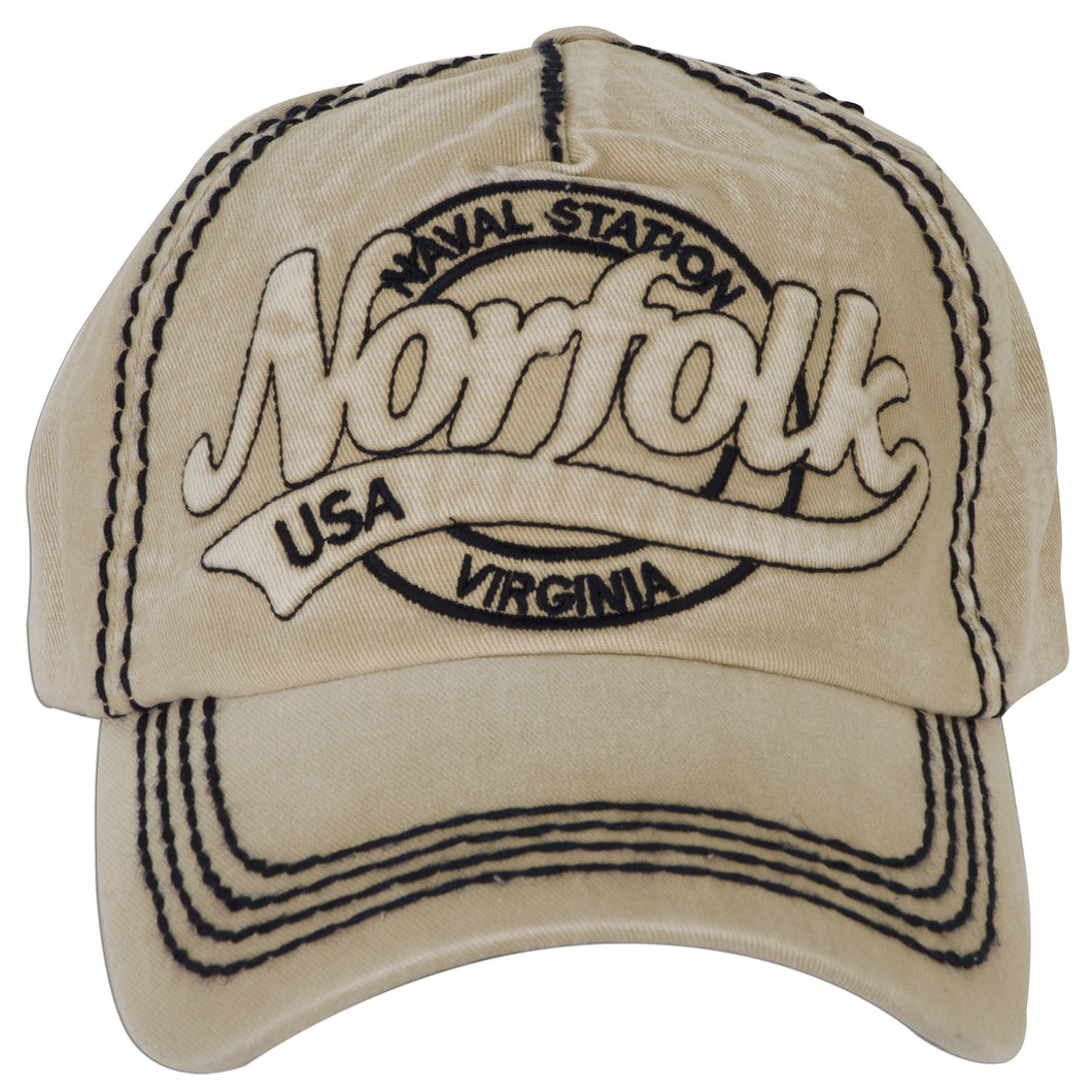 Baseball Cap - Naval Station Norfolk Swoosh KHAKI
