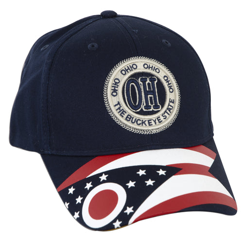 CPOH05 Baseball Cap - Ohio StamP with Flag NAVY
