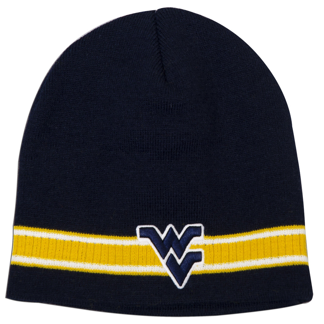 CPWU52 Knit Beanie Navy with Gold Stripe - West Virginia U DASH2