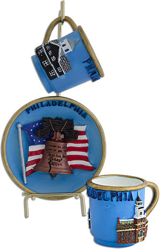 Cup & Saucer Polyresin Philadelphia Liberty Bell