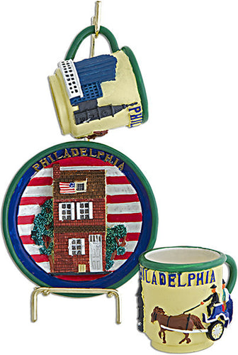 Cup & Saucer Polyresin Philadelphia Betsy Ross