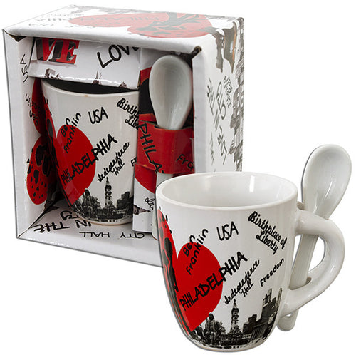 EXPH02 Espresso Cup with Spoon Boxed Philadelphia Love