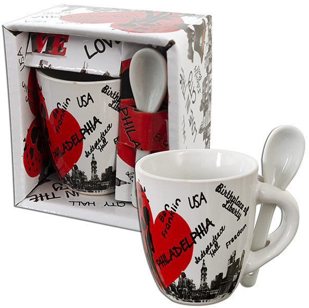 EXPH02 Espresso Cup with Spoon Boxed Philadelphia Love