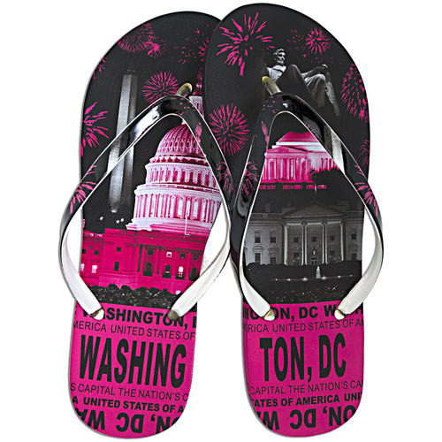 Robin Ruth Flip Flops - Washington DC Skyline PINK