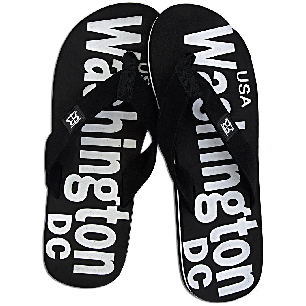 Robin Ruth Flip Flops Mens - Washington DC Black/White/Black