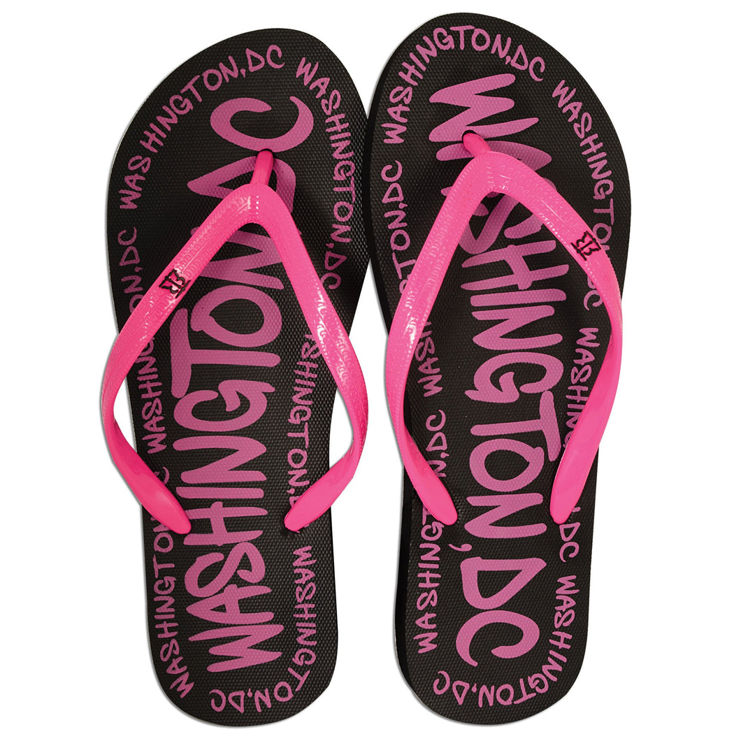 FFDC10B Robin Ruth Flip Flops - WashingtonDC Word BLACK