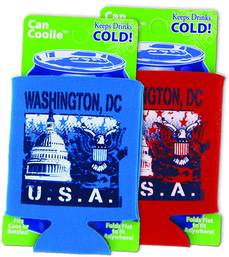 Can Coozie RED BLUE Washington DC