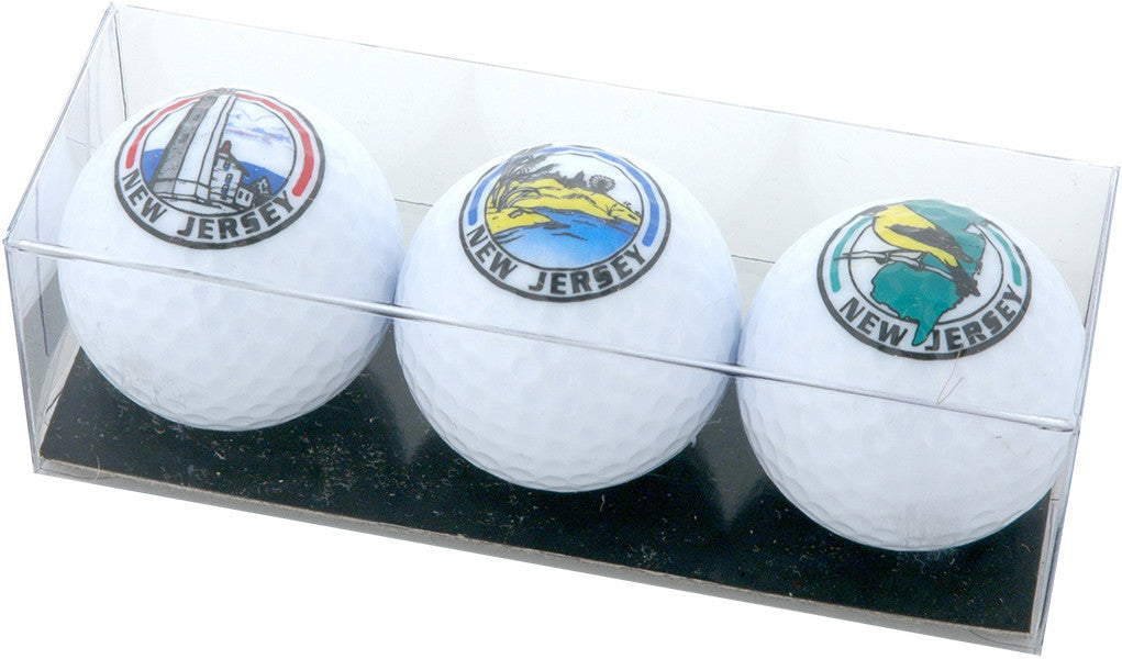 Golf Balls Boxed 3-Pack NJ Lighthouse Beach Map
