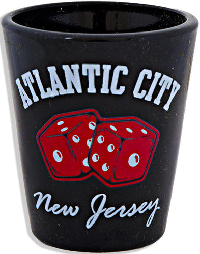 Shot Glass Black Atlantic City Dice