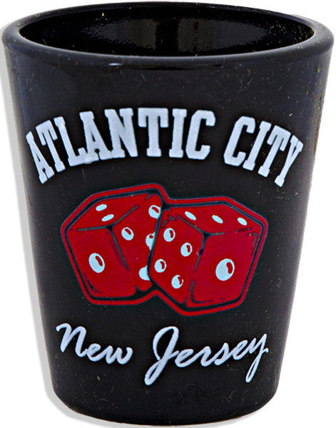 Shot Glass Black Atlantic City Dice