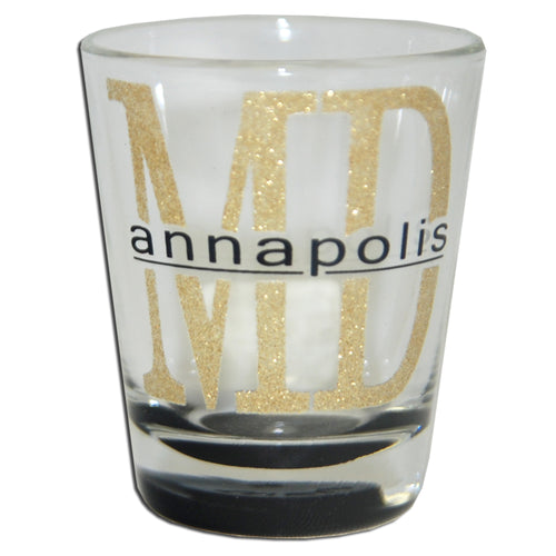 Shot Glass Glitter MD Annapolis with Color Bottom