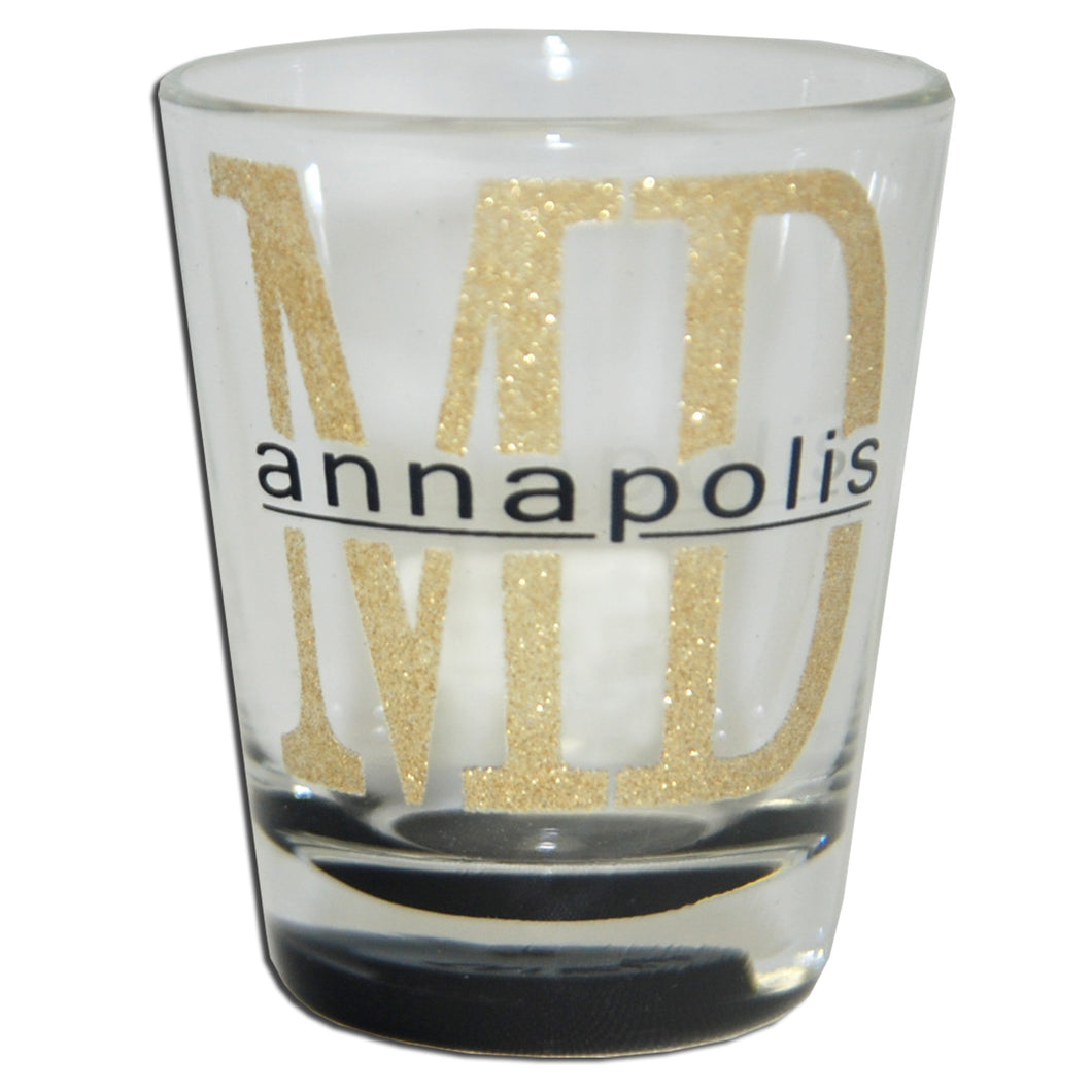 Shot Glass Glitter MD Annapolis with Color Bottom