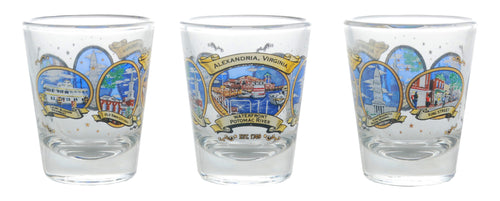 Shot Glass with Gold Alexandria VA Ovals