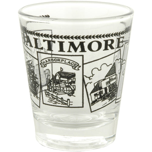Shot Glass Baltimore Clear 5-Scenes
