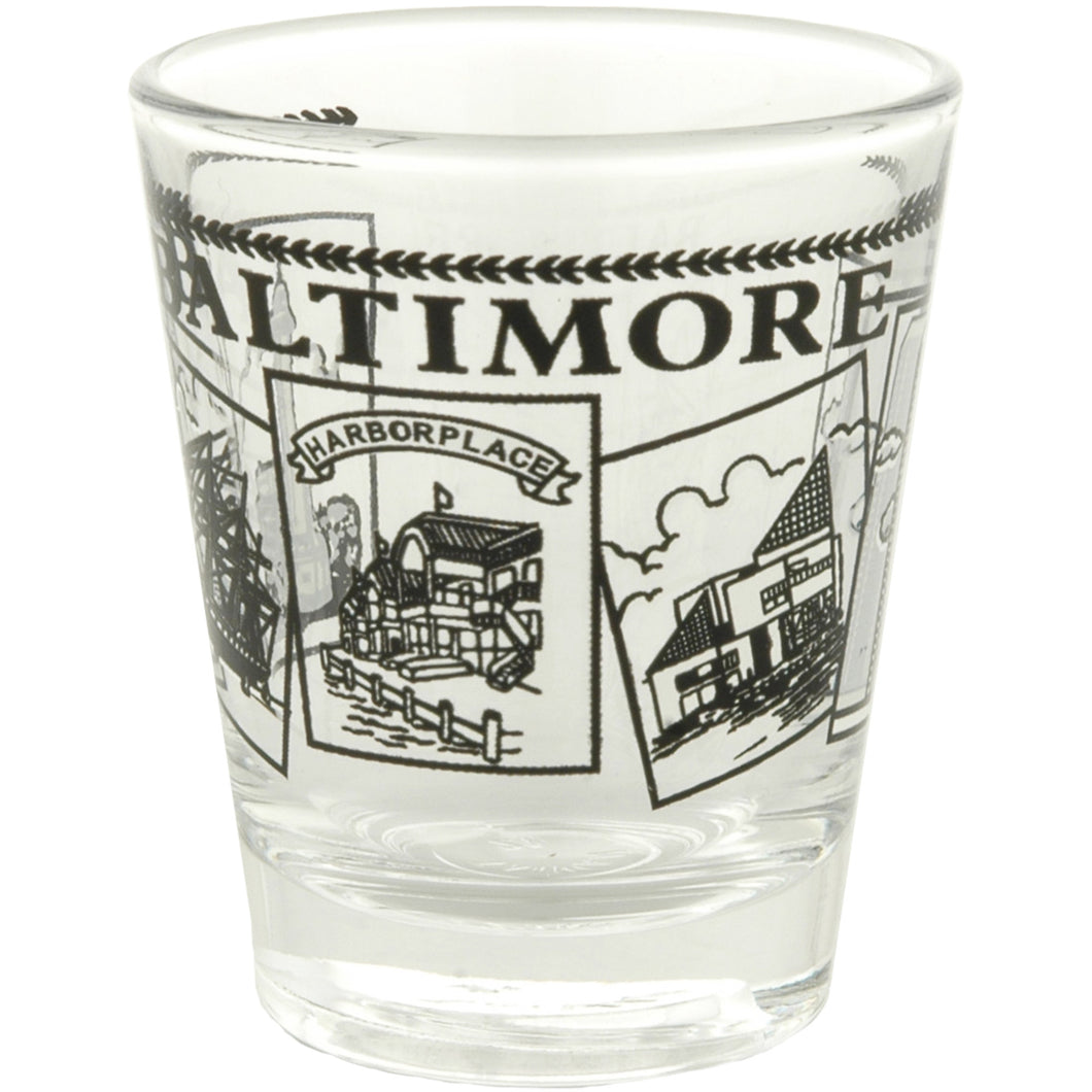 Shot Glass Baltimore Clear 5-Scenes