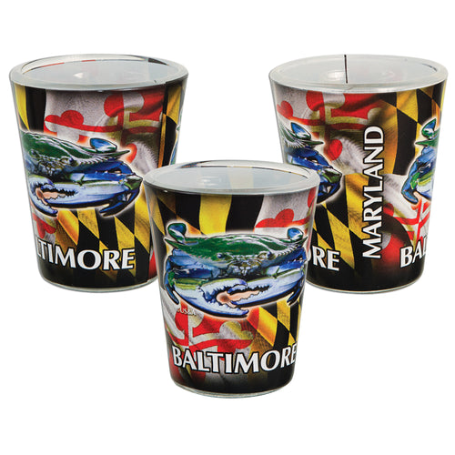 Shot Glass Photo Wrap Baltimore Crab Flag