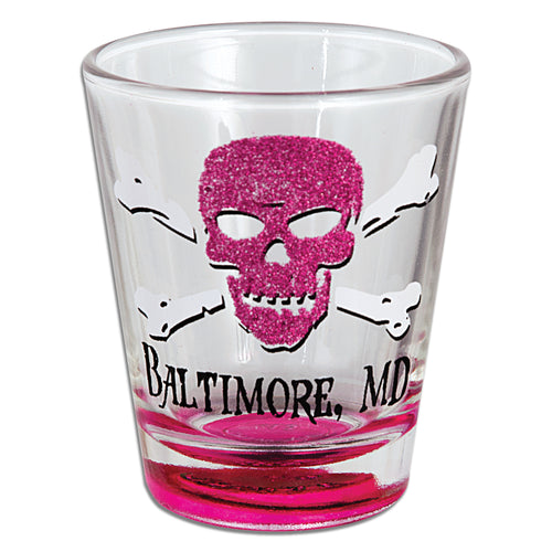 Shot Glass Glitter Pink Skull BALTIMORE