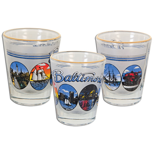 Shot Glass Frosted Baltimore Icons