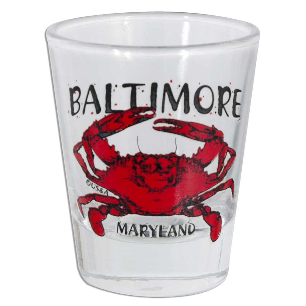 Shot Glass Clear Baltimore Crab