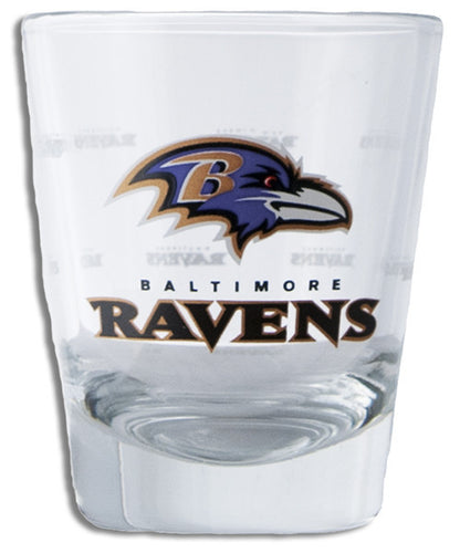 Shot Glass Satin Etch Baltimore Ravens