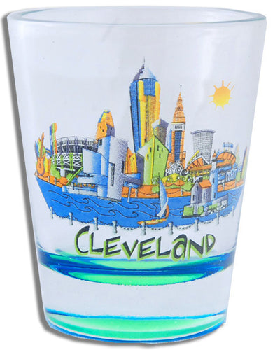 Shot Glass 2 color bottom Cleveland Cartoon