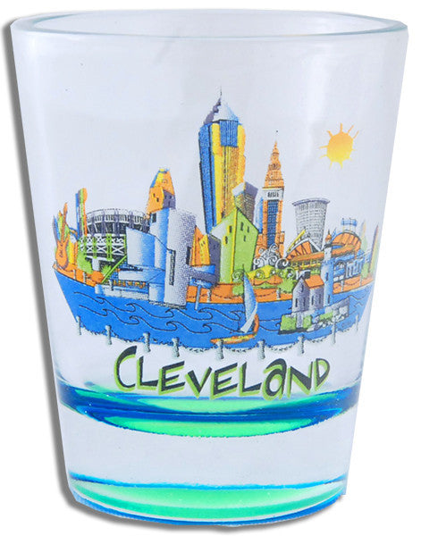 Shot Glass 2 color bottom Cleveland Cartoon