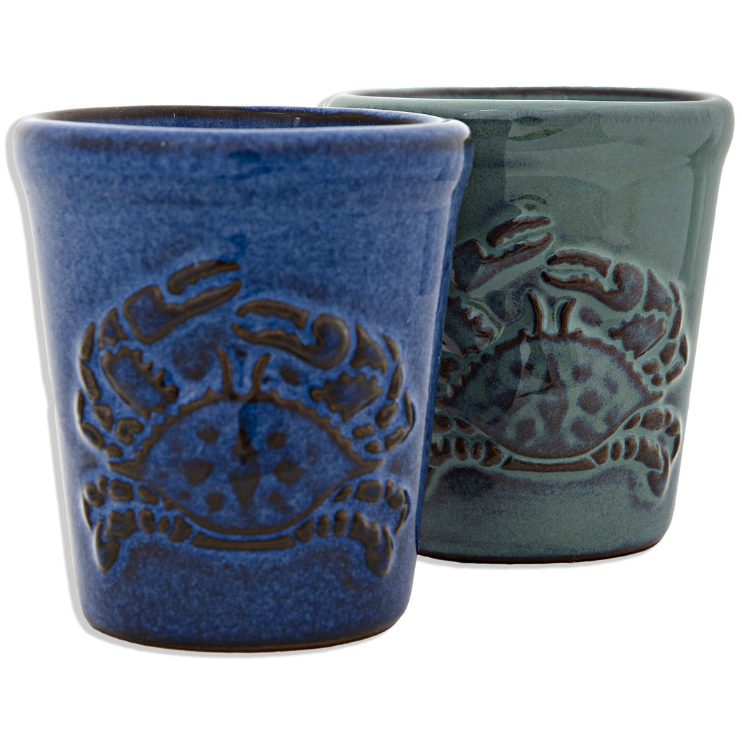 Shot Cup Pottery Embossed Crab