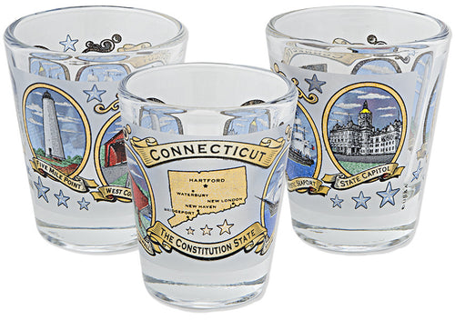 Shot Glass Frosted Connecticut Icons