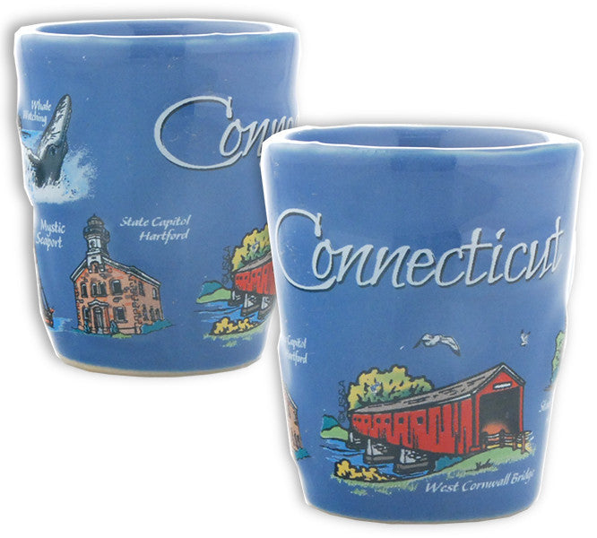 Shot Cup Blue Raised Connecticut