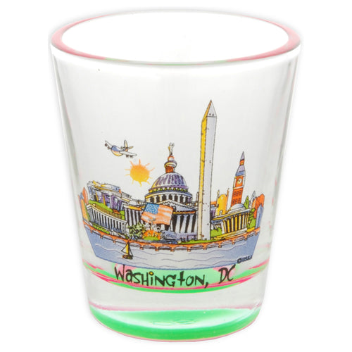 Shot Glass 2 color bottom Washington DC CartoonScape