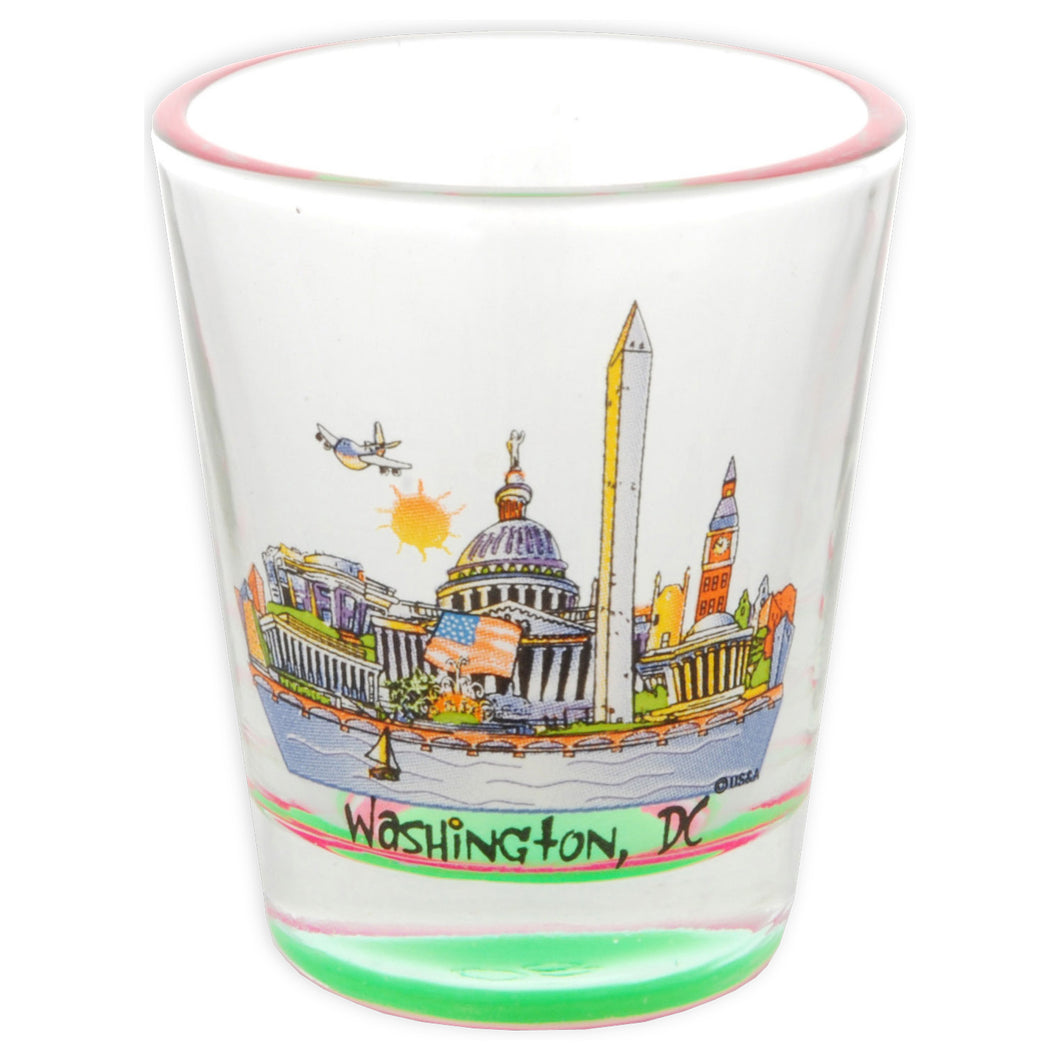 Shot Glass 2 color bottom Washington DC CartoonScape