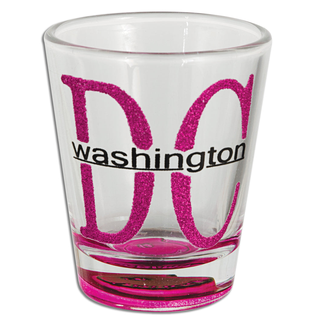 Shot Glass Glitter DC Pink with Pink Bottom