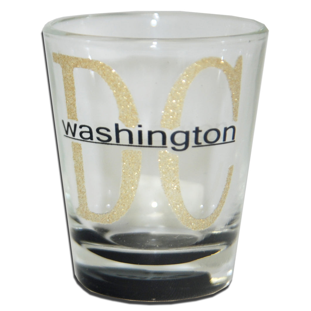 Shot Glass Glitter DC Gold with Black Bottom