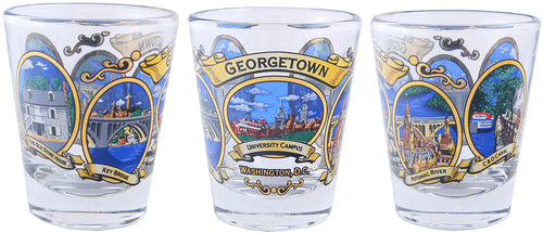 Shot Glass Ovals with gold Georgetown DC
