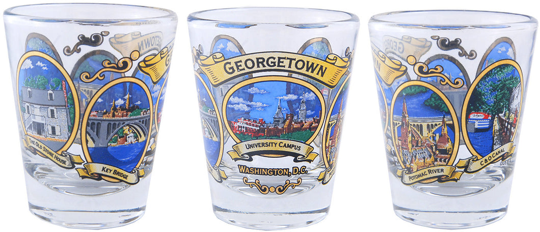 Shot Glass Ovals with gold Georgetown DC