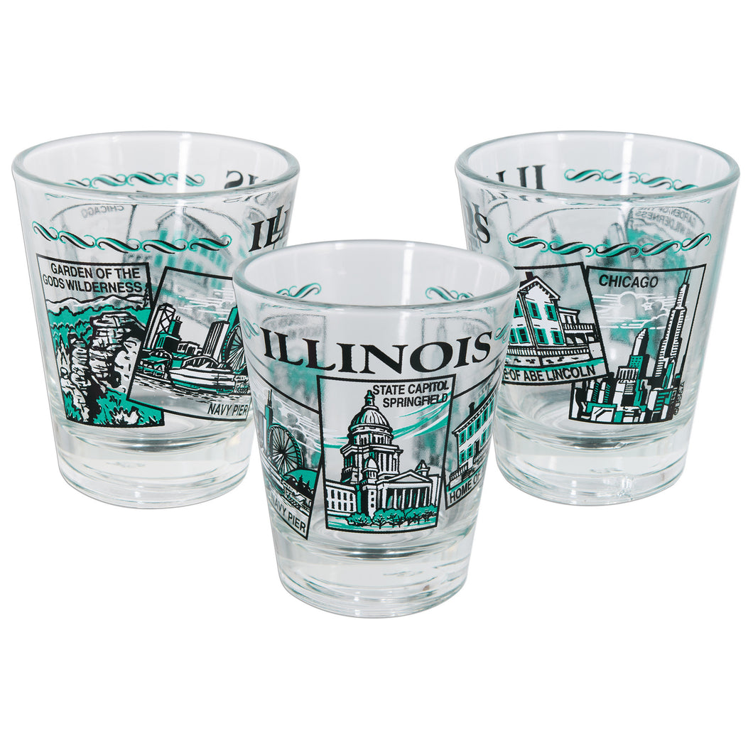 GLIL01 Shot Glass 5 Scenes Illinois
