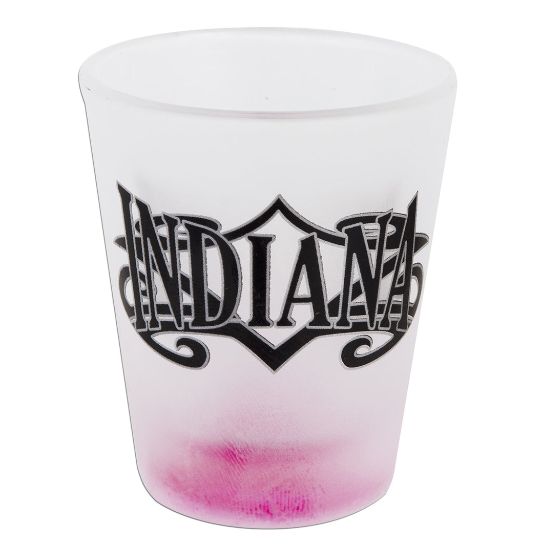 GLIN06 Shot Glass Frosted Tribal Indiana